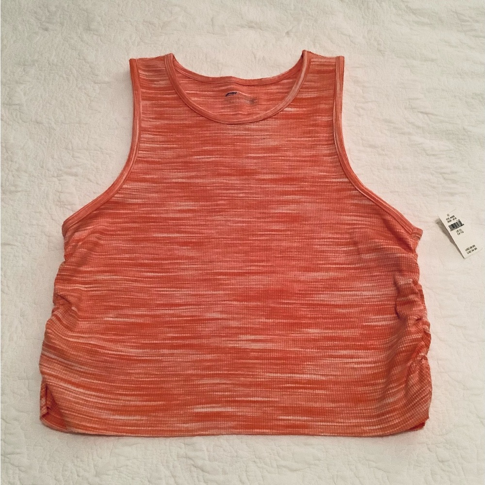 aerie Sleeveless Ribbed Crop Tank - Coral Heather  NEW Rouchy Rib Top Size XL